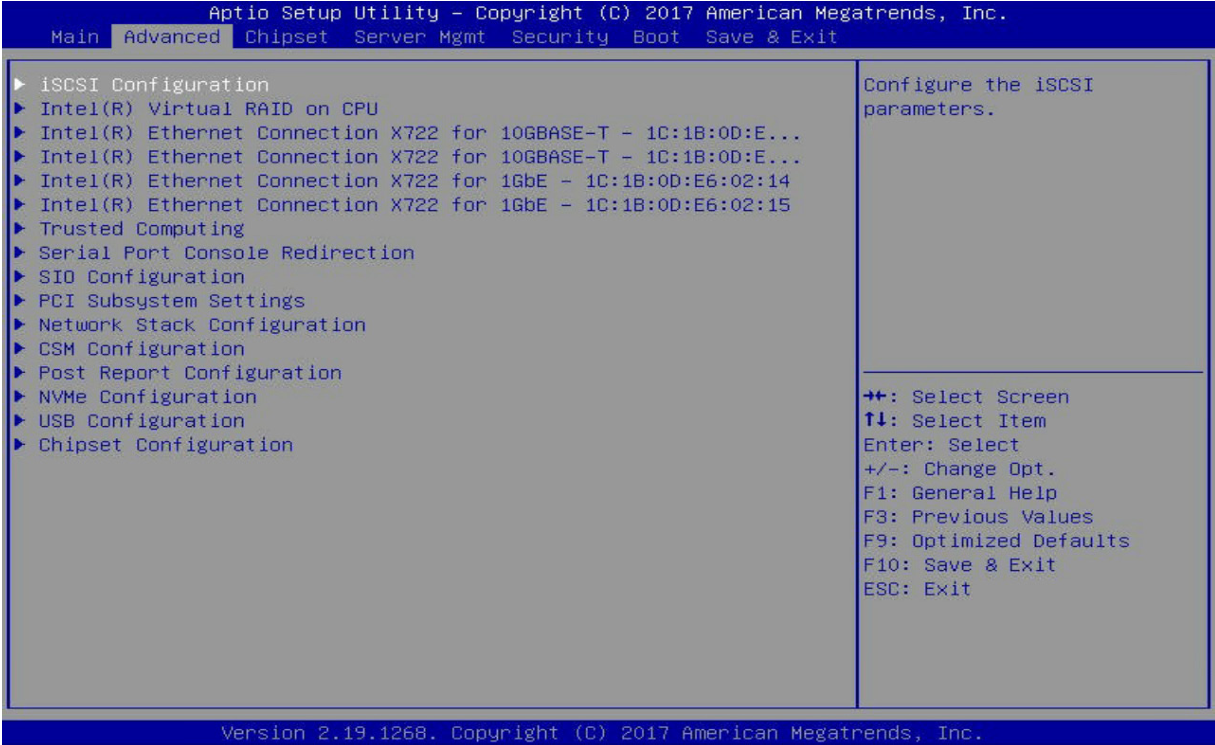 Tela Advanced do Setup da AMI